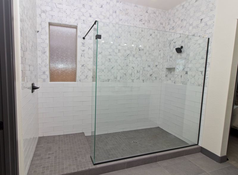 Open Shower Area with Stone Tiles